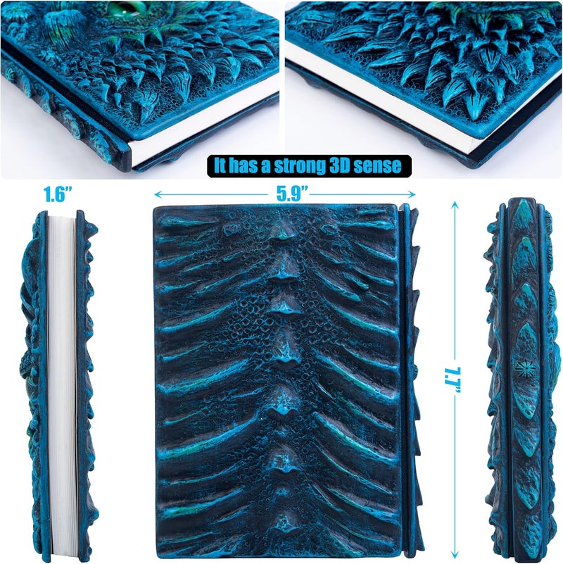 LZlightactor 3D Dragon Eye Embossed Journal,Resin Engraving Notebook,Dnd notebook for Dragon Lovers ，Blank Paper,Hardcover Travel Notepad for Writing,Sketchbook,Collection,Gift,Decoration A4 and A5 Size (A5-Blue-Lined) - Image 2